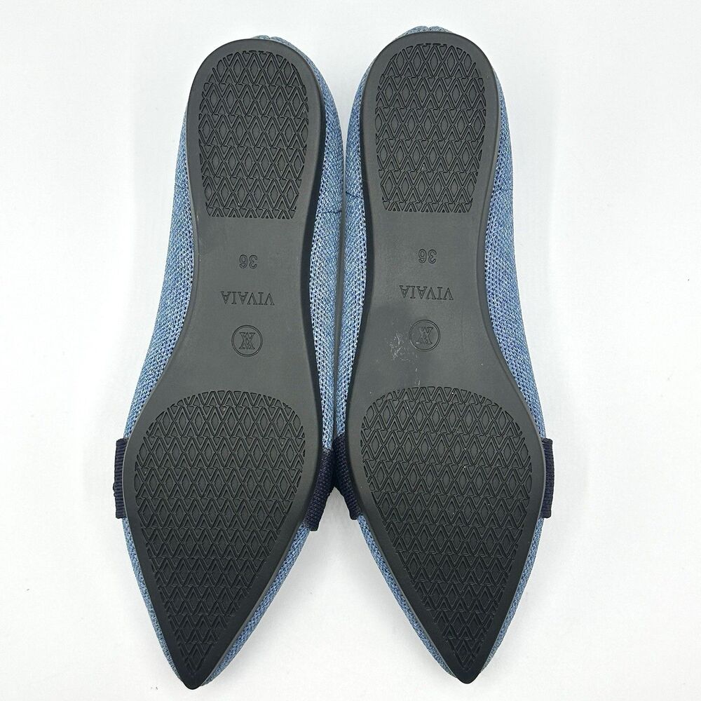 VIVAIA Michelle 2.0 Chic Pointed Toe Bow Loafers Denim Blue Chambray Flats EU 36 - Picture 8 of 10